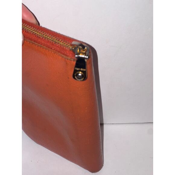 MIU MIU Madras Leather Zippy Wallet Orange Paprika Long Wallet Authentic - Picture 7 of 15
